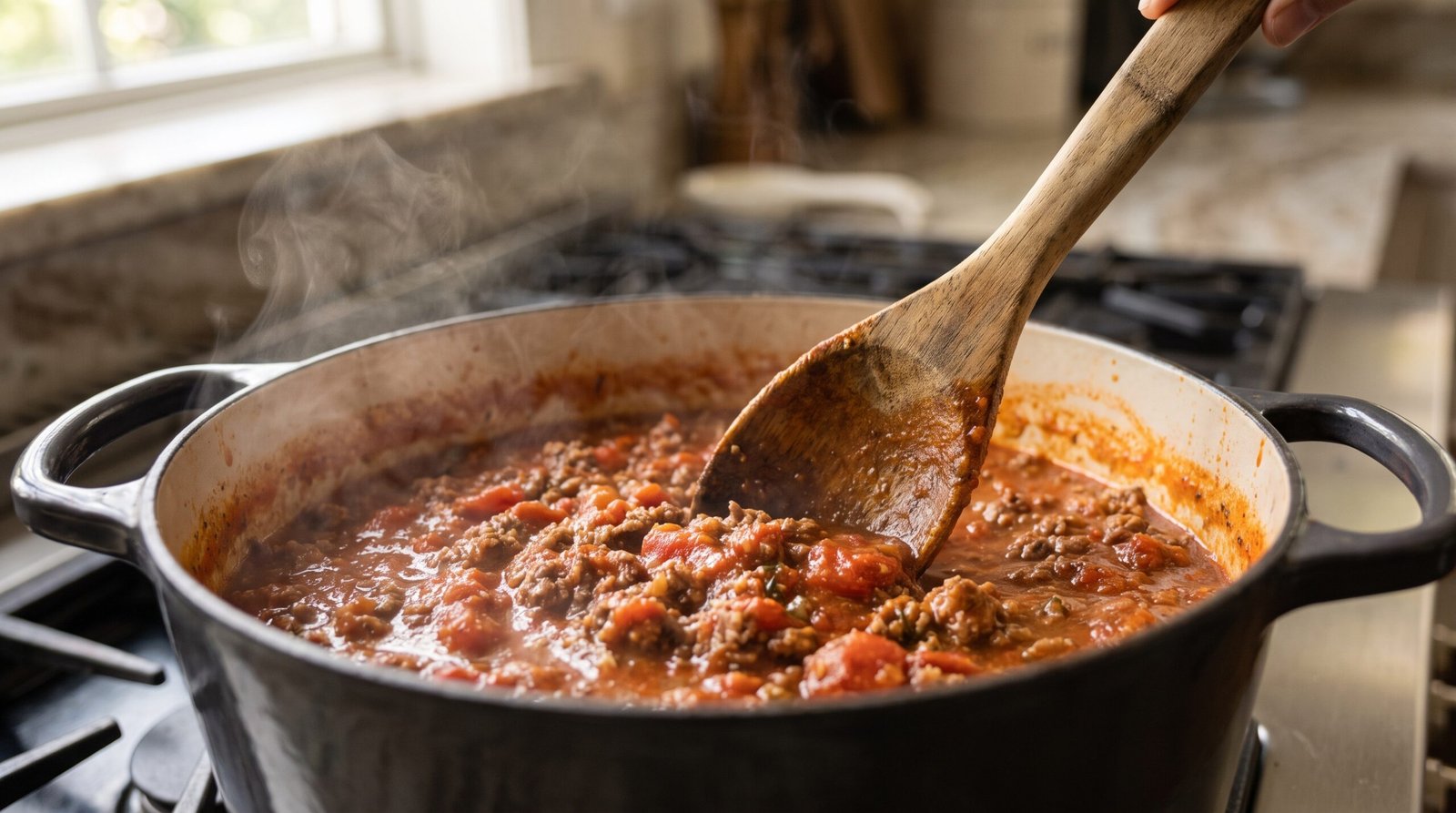 Wooden_spoon_stirring_meat_sauce_